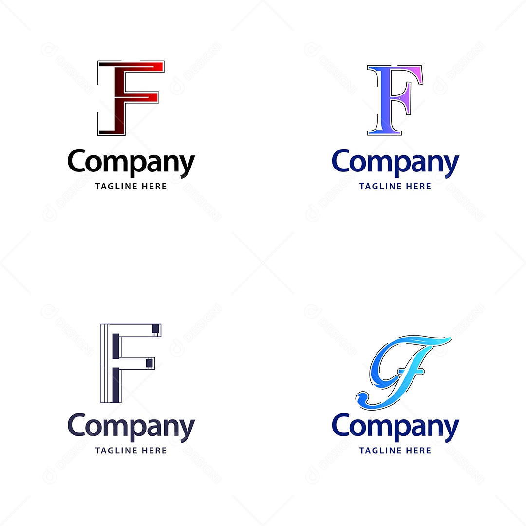 Logo F Personalizada Logotipos Modernos Vetor EPS