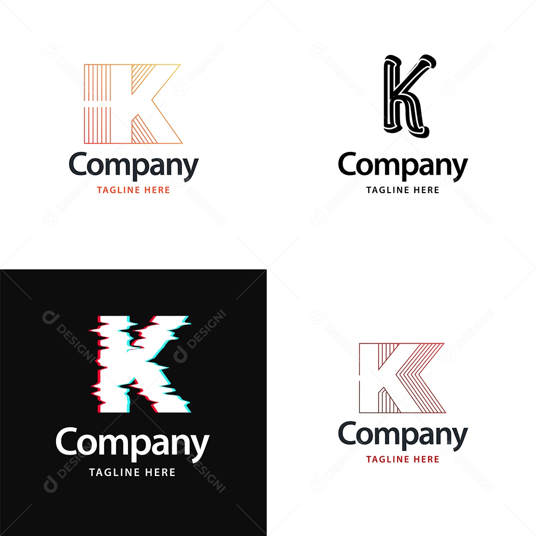 Logo K Personalizada Logotipos Modernos Vetor EPS