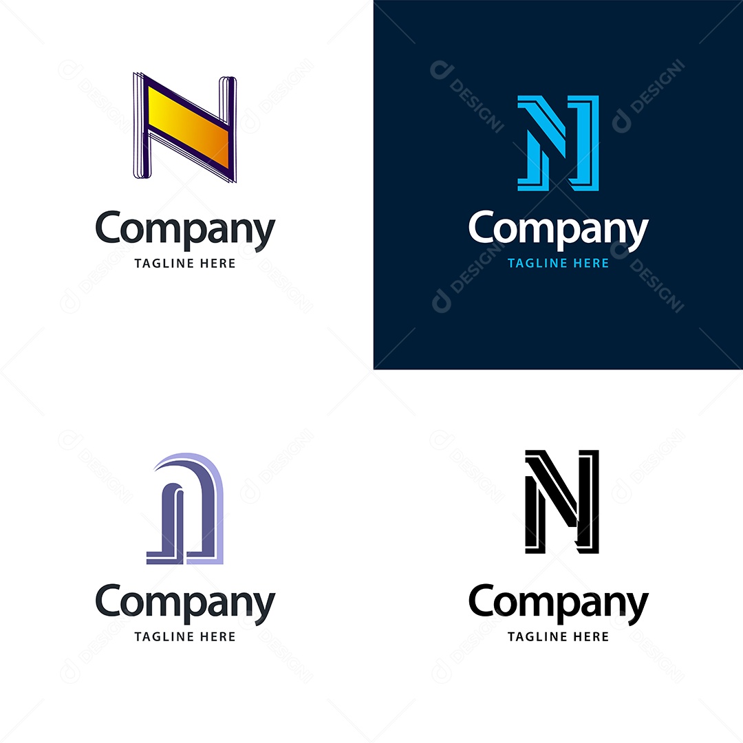 Logo N Personalizada Logotipos Modernos Vetor EPS