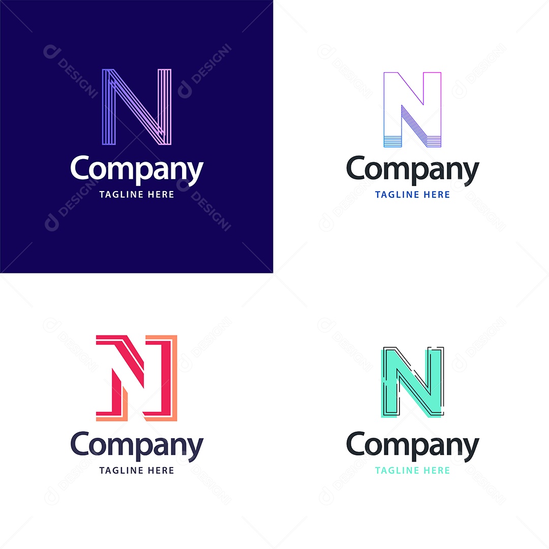 Logo N Personalizada Logotipos Modernos Vetor EPS