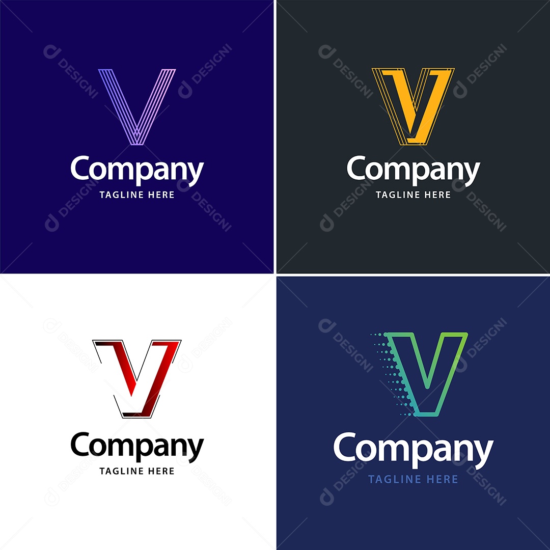 Logo V Personalizada Logotipos Modernos Vetor EPS