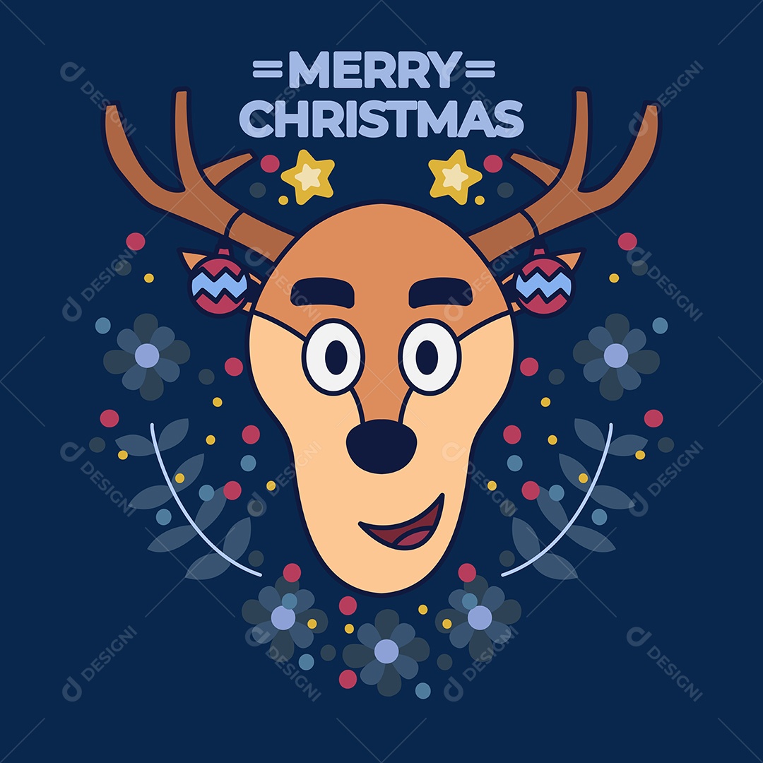 Ilustração de Natal Rena Vetor EPS Editável