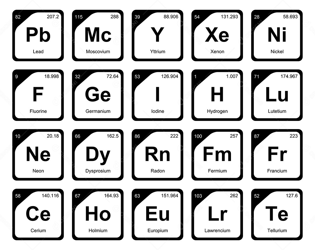 Tabela Periódica Ícones Vetor EPS