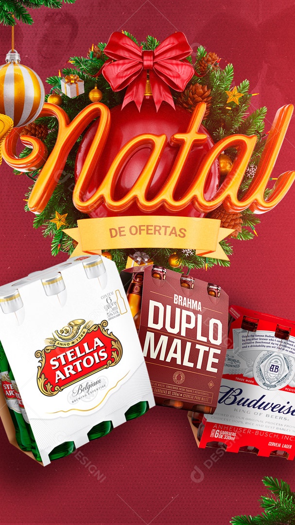Natal de Ofertas Promoção de Cerveja Story Social Media PSD Editável