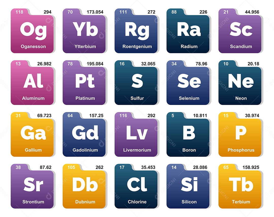 Tabela Periódica Colorida Ícones Vetor EPS