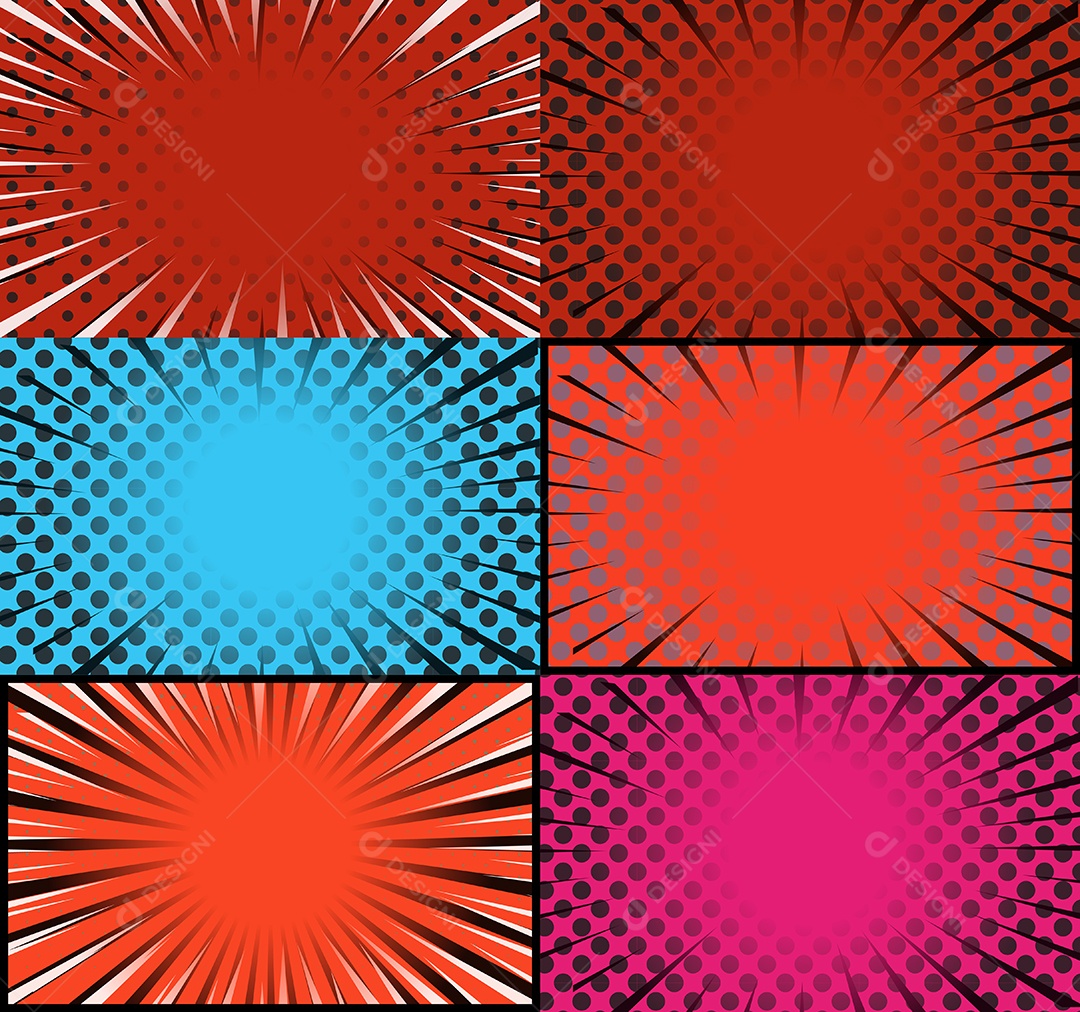 Vetor Retrô de Fundo em Quadrinhos Coloridos Vetor EPS