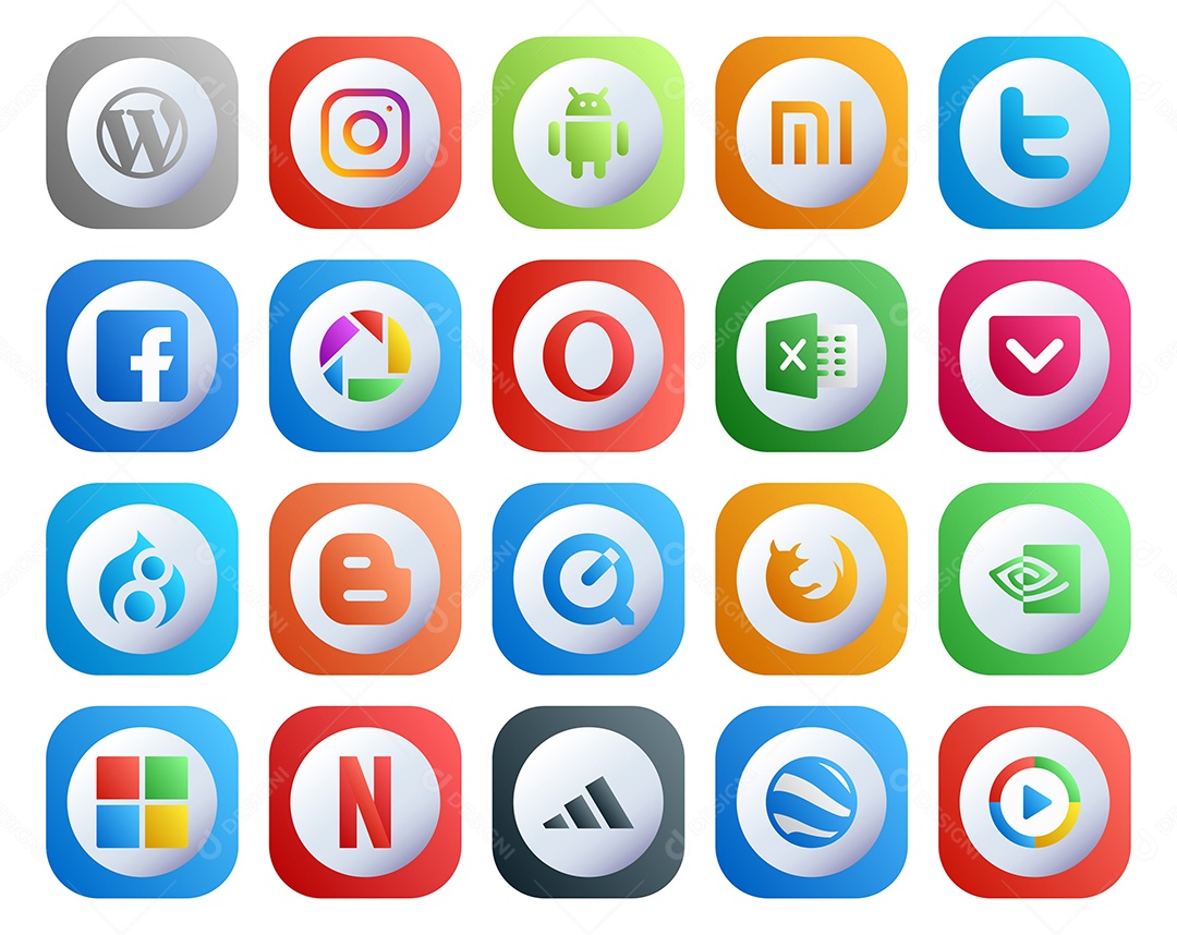 Pacote De Redes Sociais Vetor EPS [download] - Designi