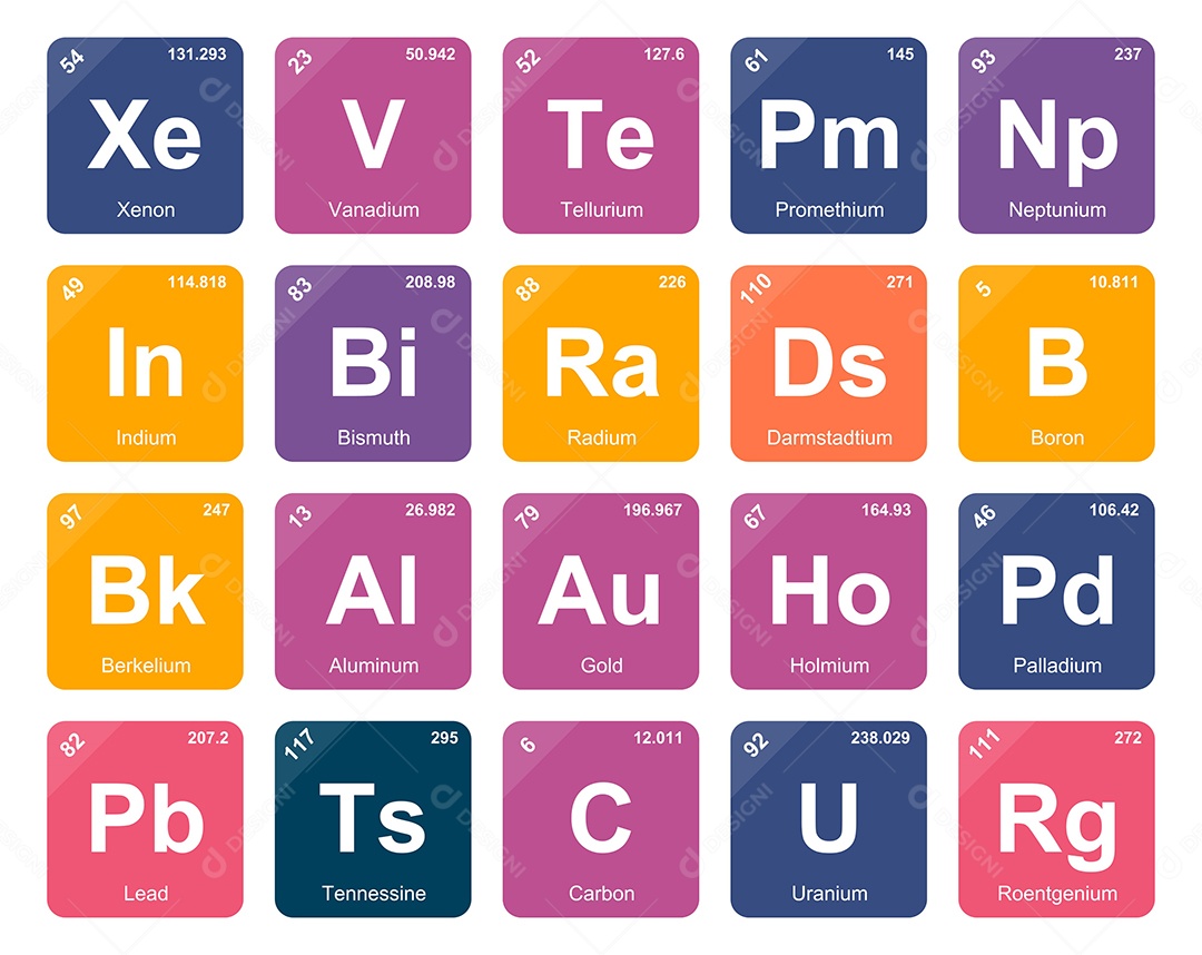 Tabela Periódica Colorida Ícones Vetor EPS