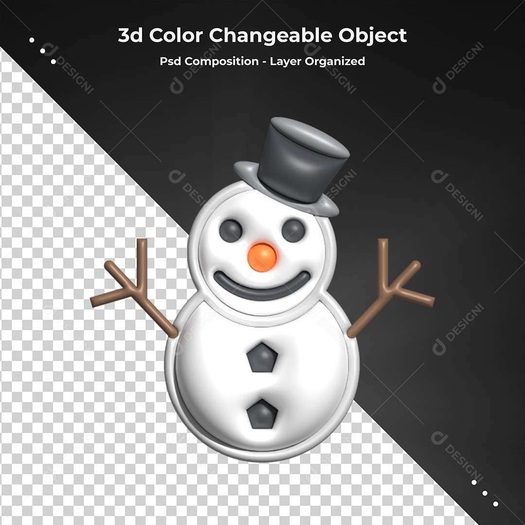 Elemento 3D Para Composição Boneco de Neve PSD