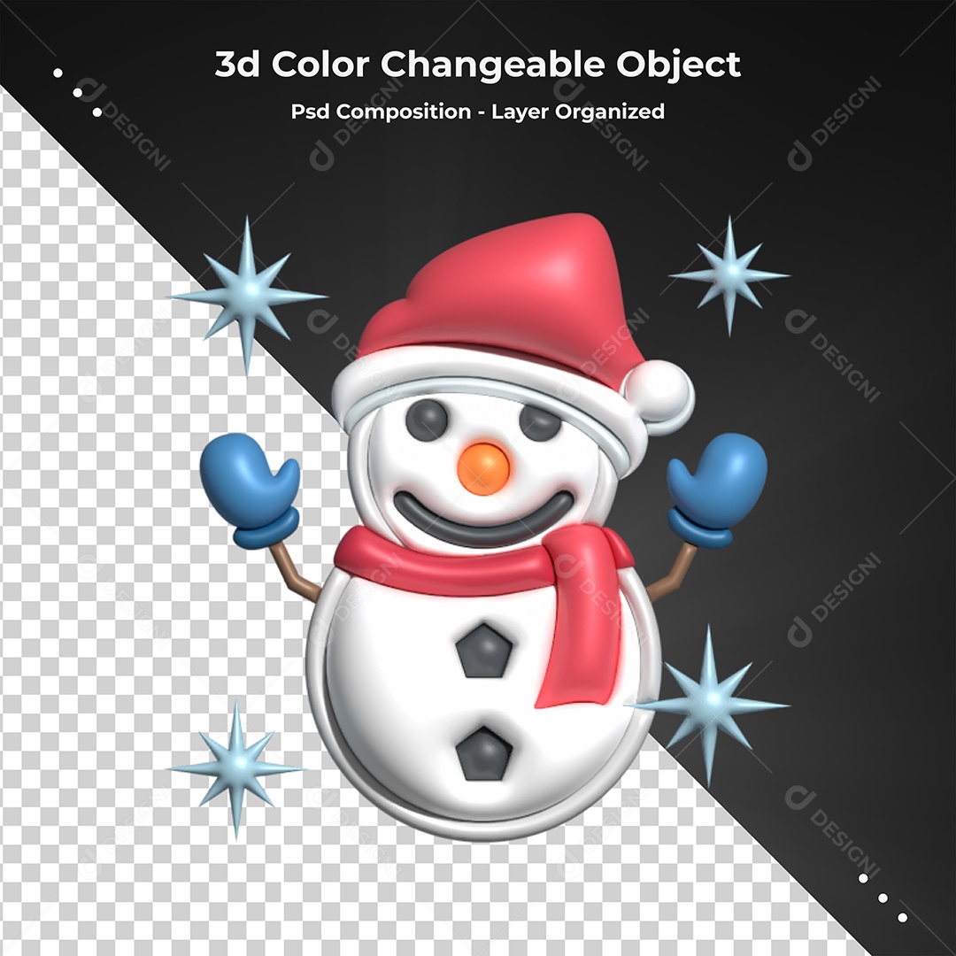 Elemento 3D Para Composição Boneco de Neve PSD
