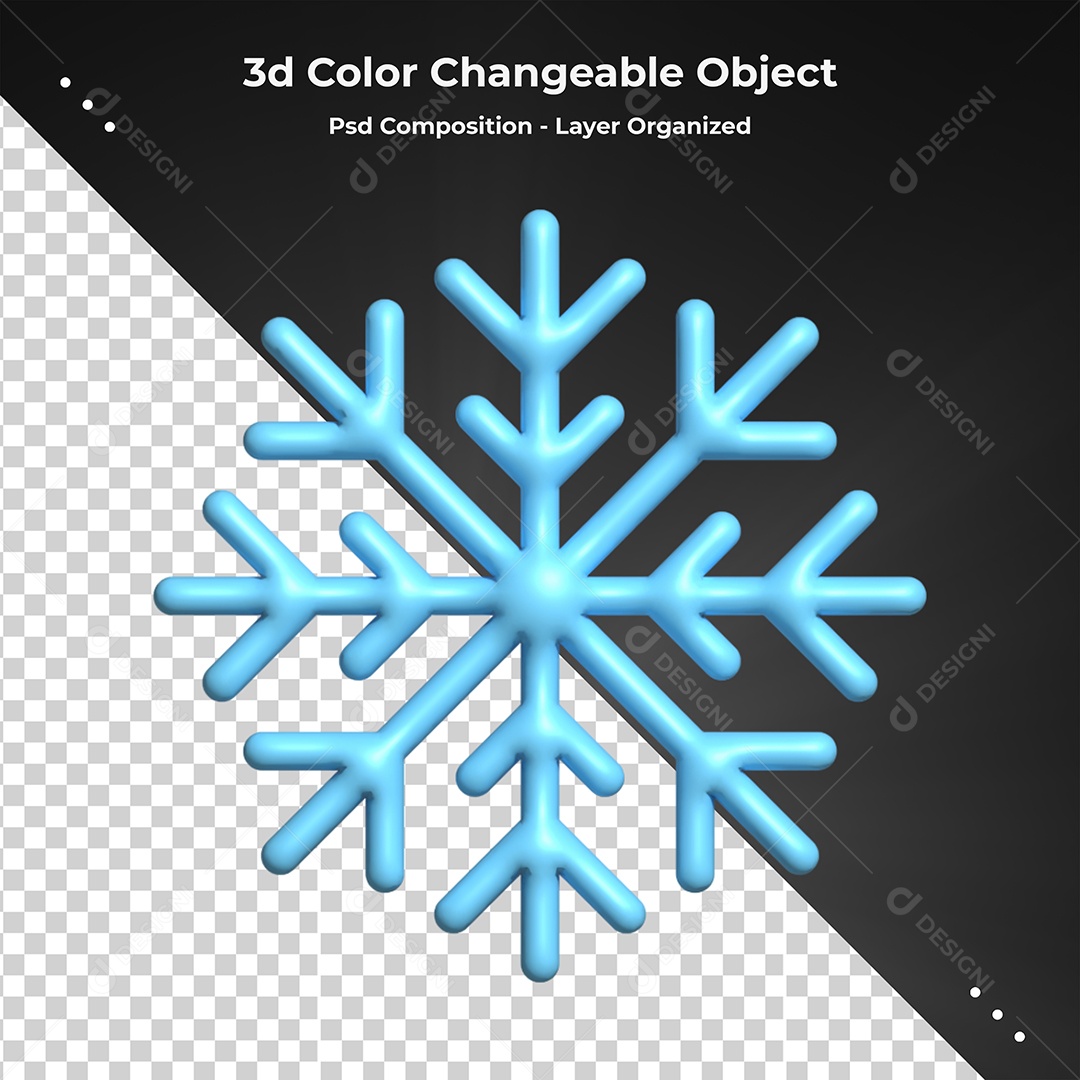 Elemento 3D Para Composição Floco de Neve PSD