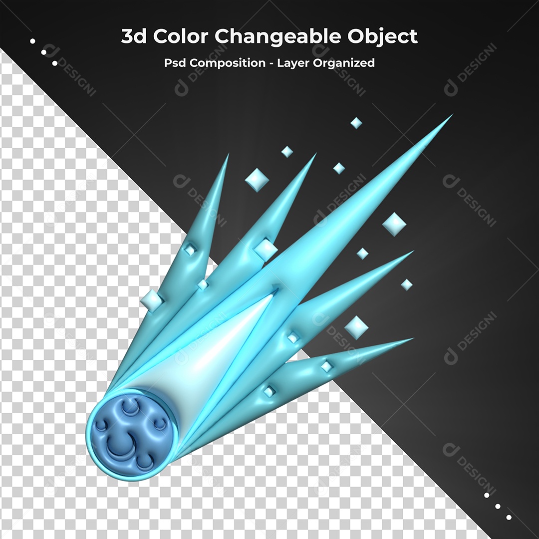 Elemento 3D Para Composição Cometa Congelado PSD