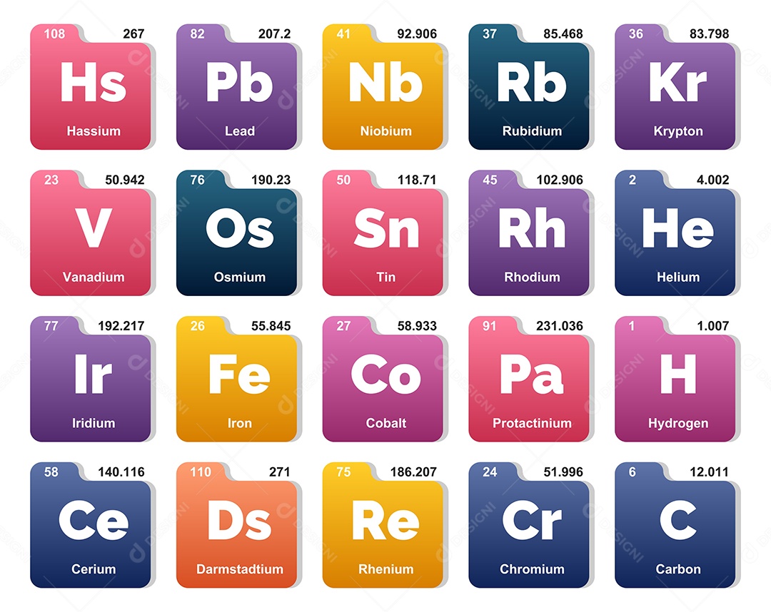 Tabela Periódica Colorida Ícones Vetor EPS
