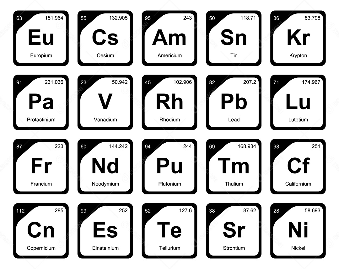 Tabela Periódica Ícones Vetor EPS