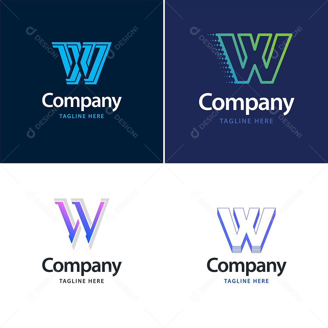 Logo W Logotipos Modernos Vetor EPS