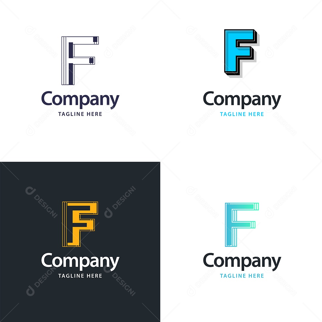 Logo F Logotipos Modernos Vetor EPS