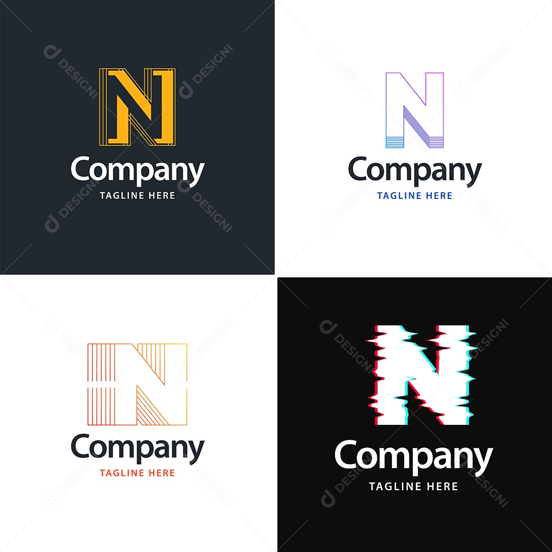 Logo N Personalizada Logotipos Modernos Vetor EPS