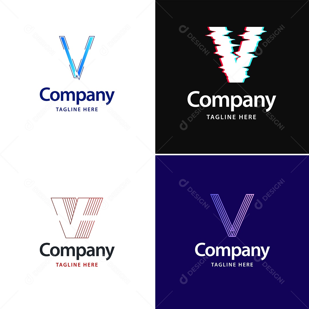 Logo V Logotipos Modernos Vetor EPS