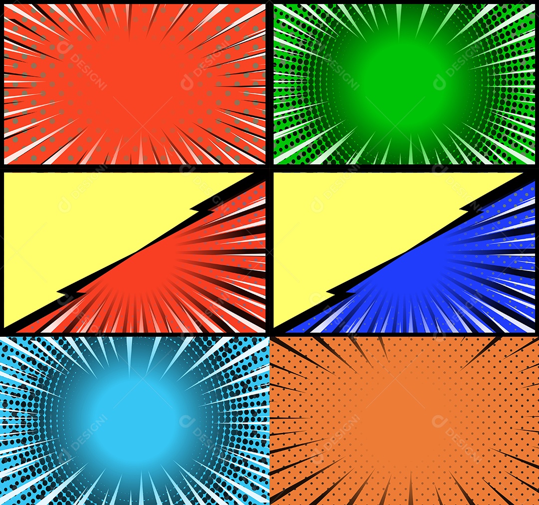 Vetor Retrô de Fundo em Quadrinhos Colorida Vetor EPS