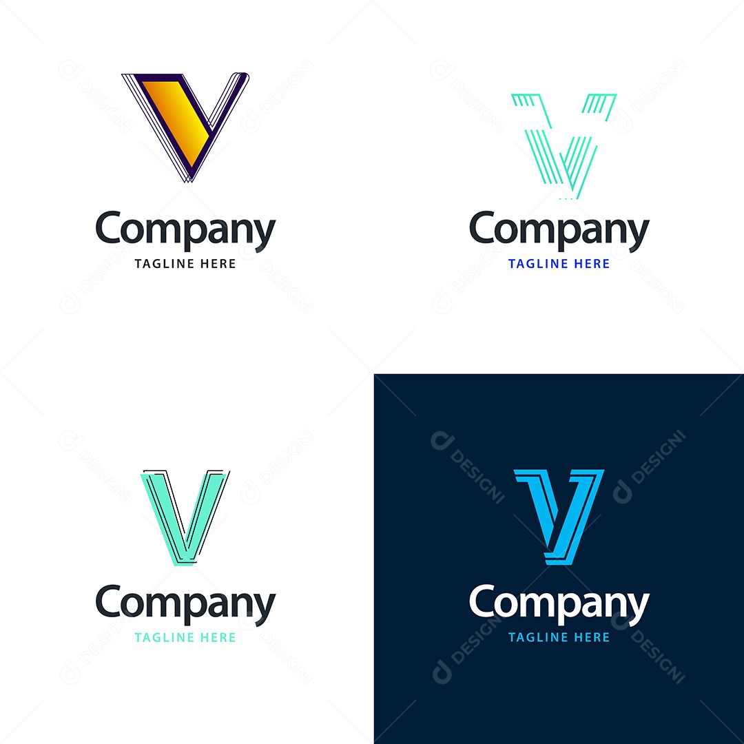Logo V Personalizada Logotipos Modernos EPS