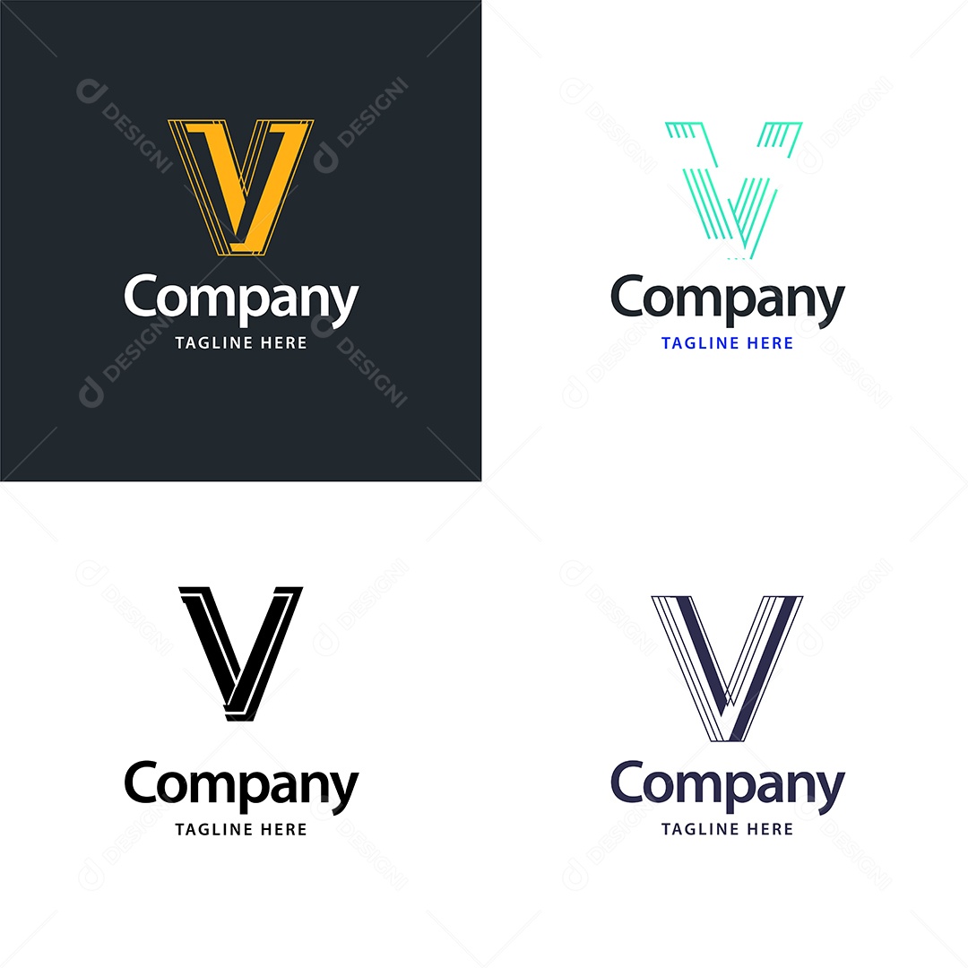 Logo V Personalizada Logotipos Modernos EPS
