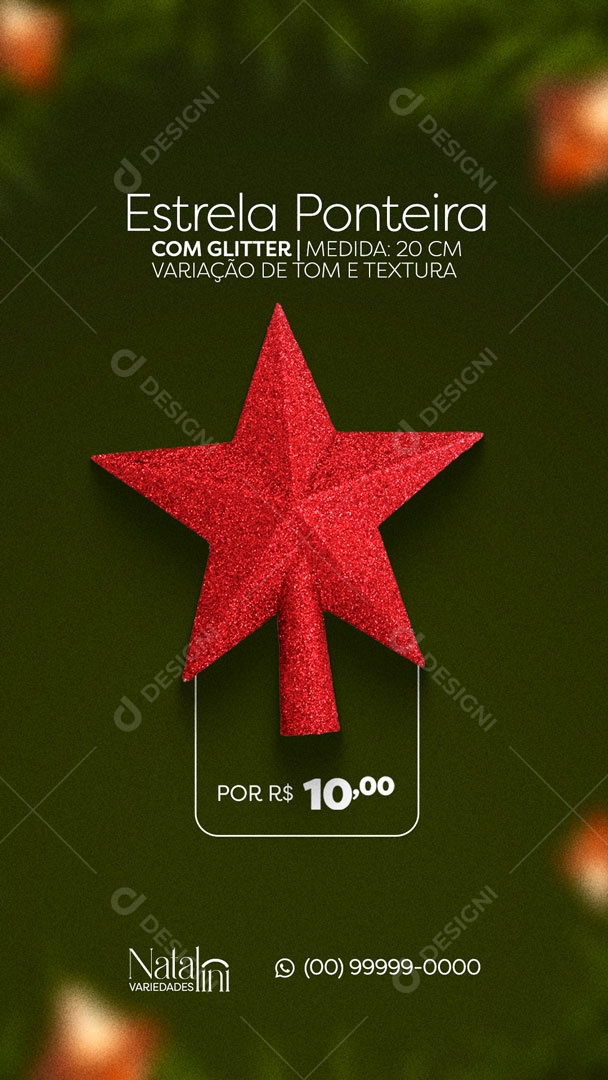 Estrela Ponteira na Promoção Feliz Natal Story Social Media PSD Editável