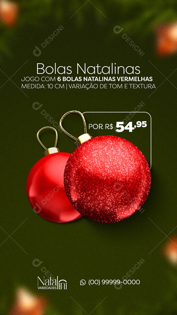 Bolas Natalinas Feliz Natal Story Social Media PSD Editável