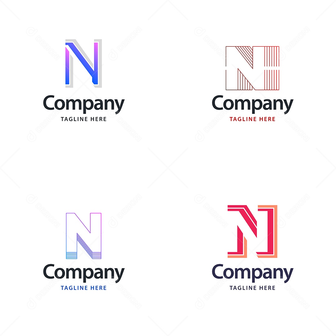 Logo N Logotipos Modernos Vetor EPS