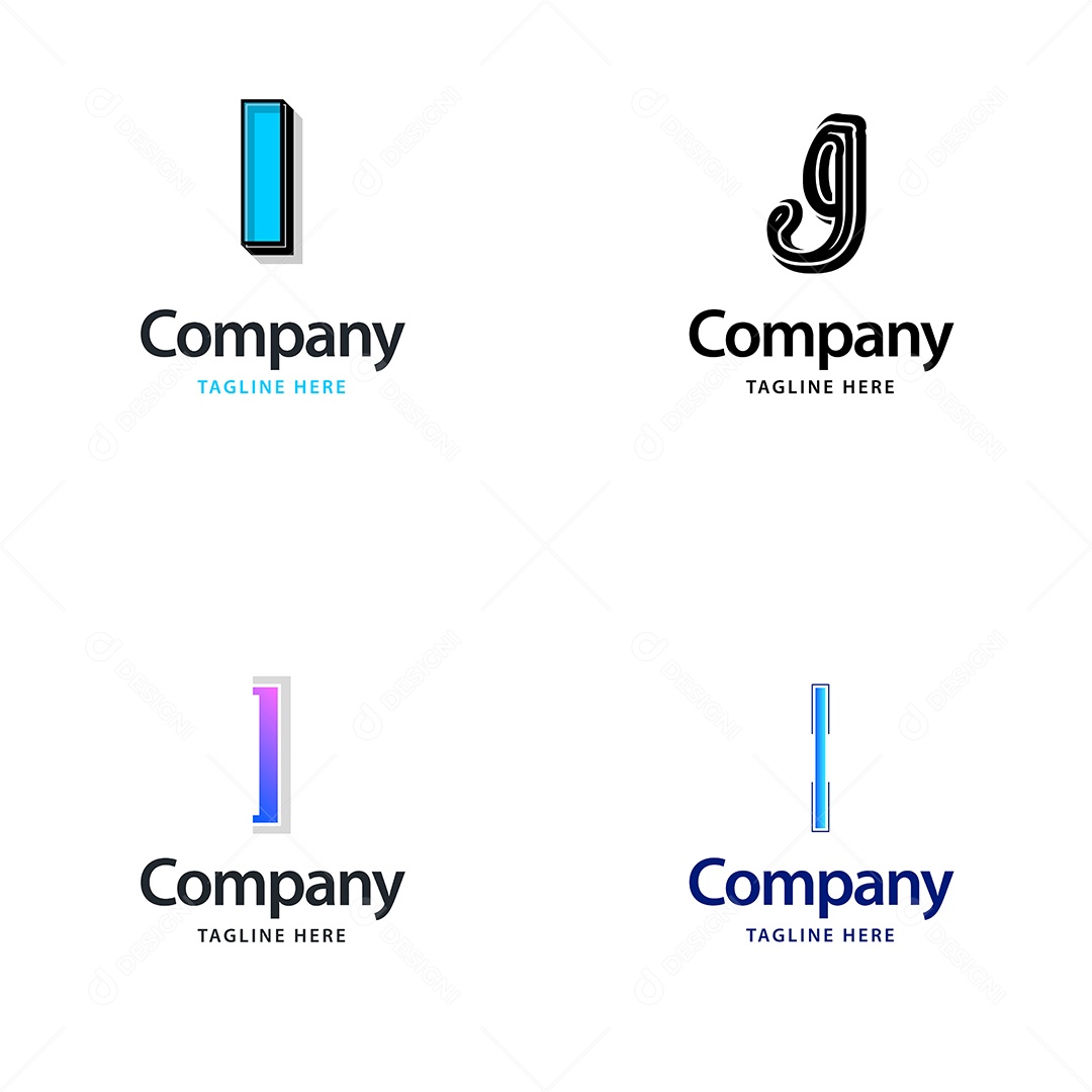 Logo I Personalizada Logotipos Modernos Vetor EPS