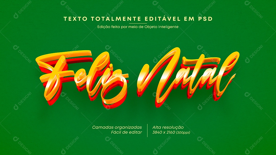 Texto 3D Feliz Natal PSD Editável