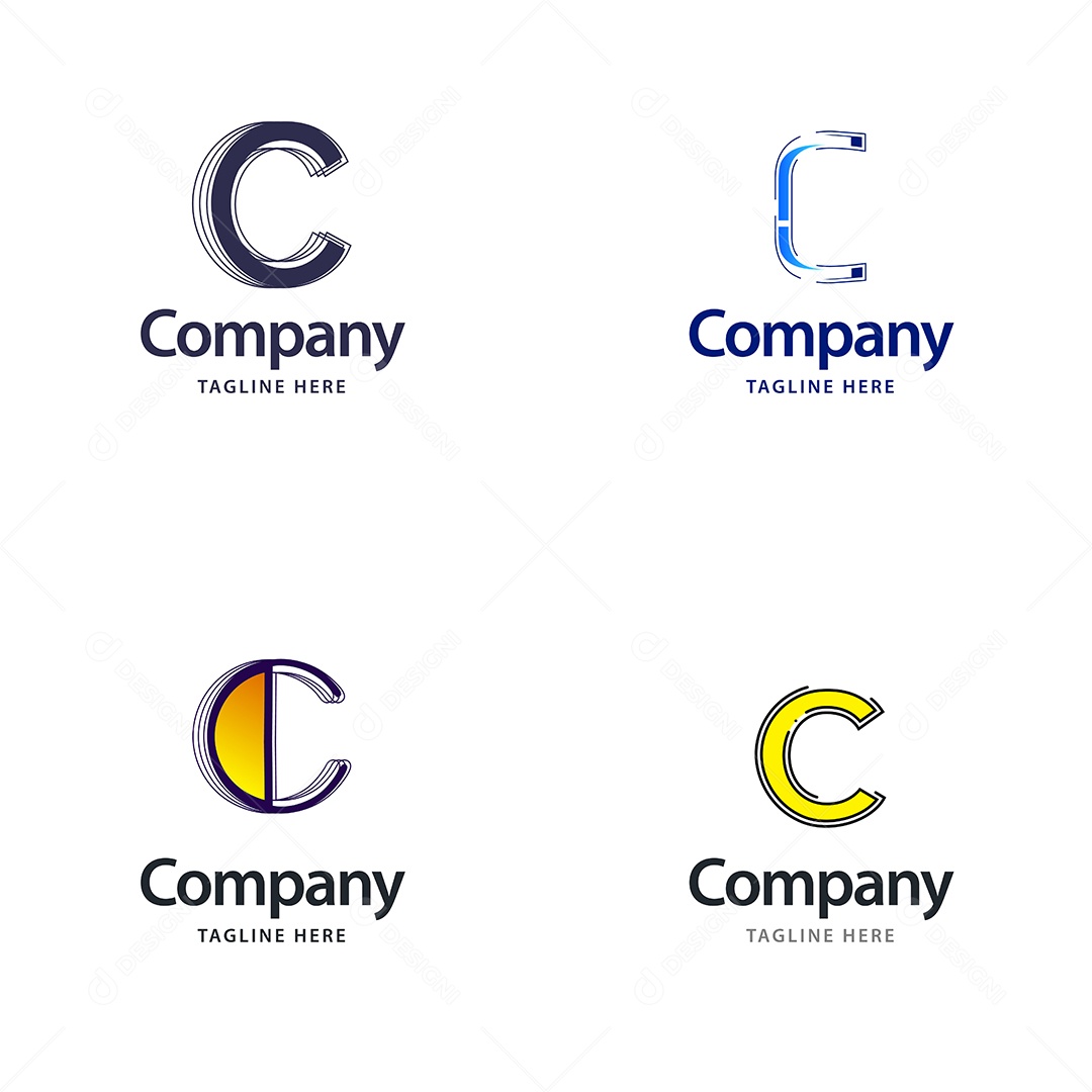 Logo C Personalizada Logotipos Modernos Vetor EPS