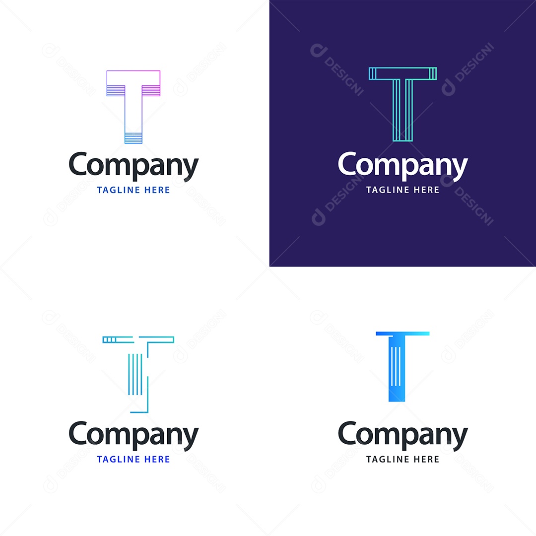 Logo T Personalizada Logotipos Modernos Vetor EPS