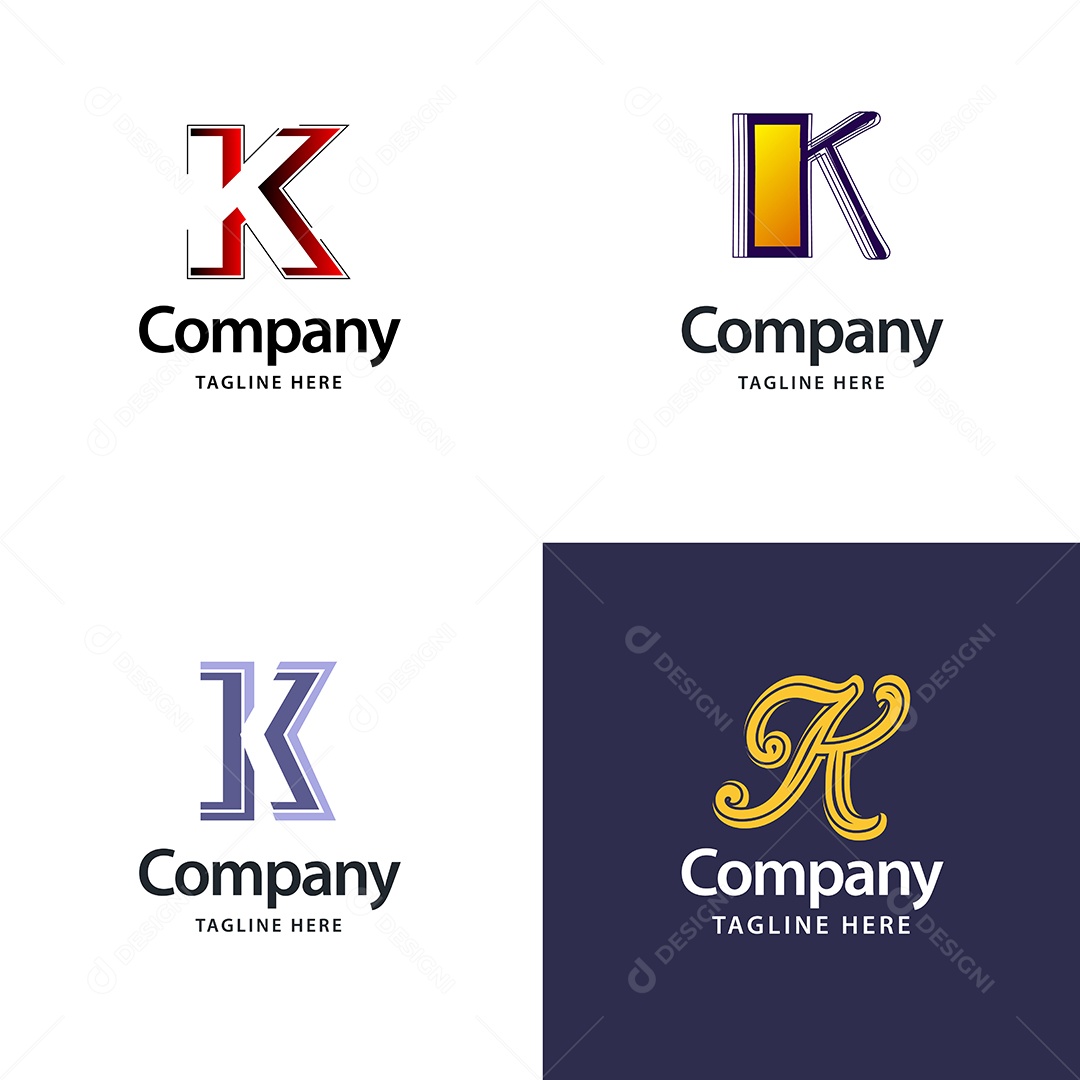 Logo K Personalizada Logotipos Modernos Vetor EPS