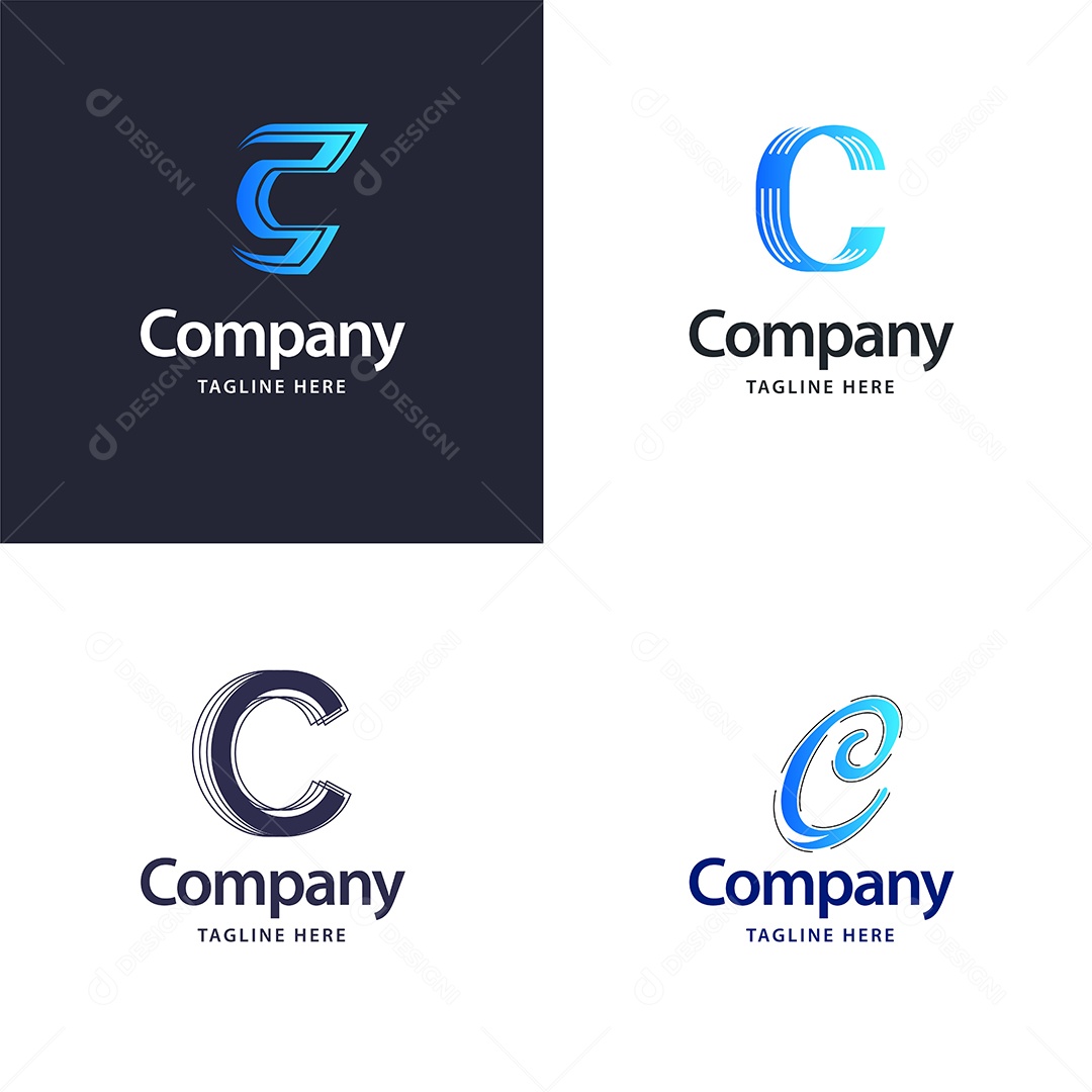 Logo C Personalizada Logotipos Modernos Vetor EPS