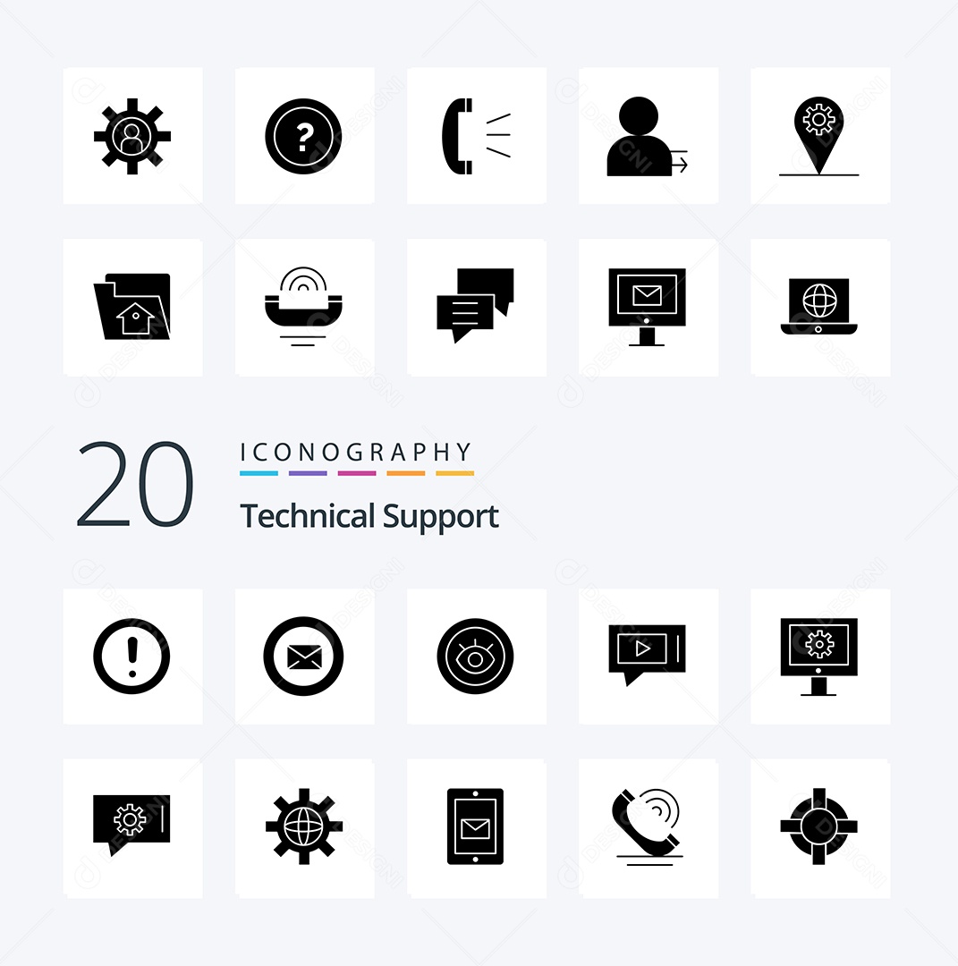 Pacote De Ícones e Elementos Preto Vetores EPS