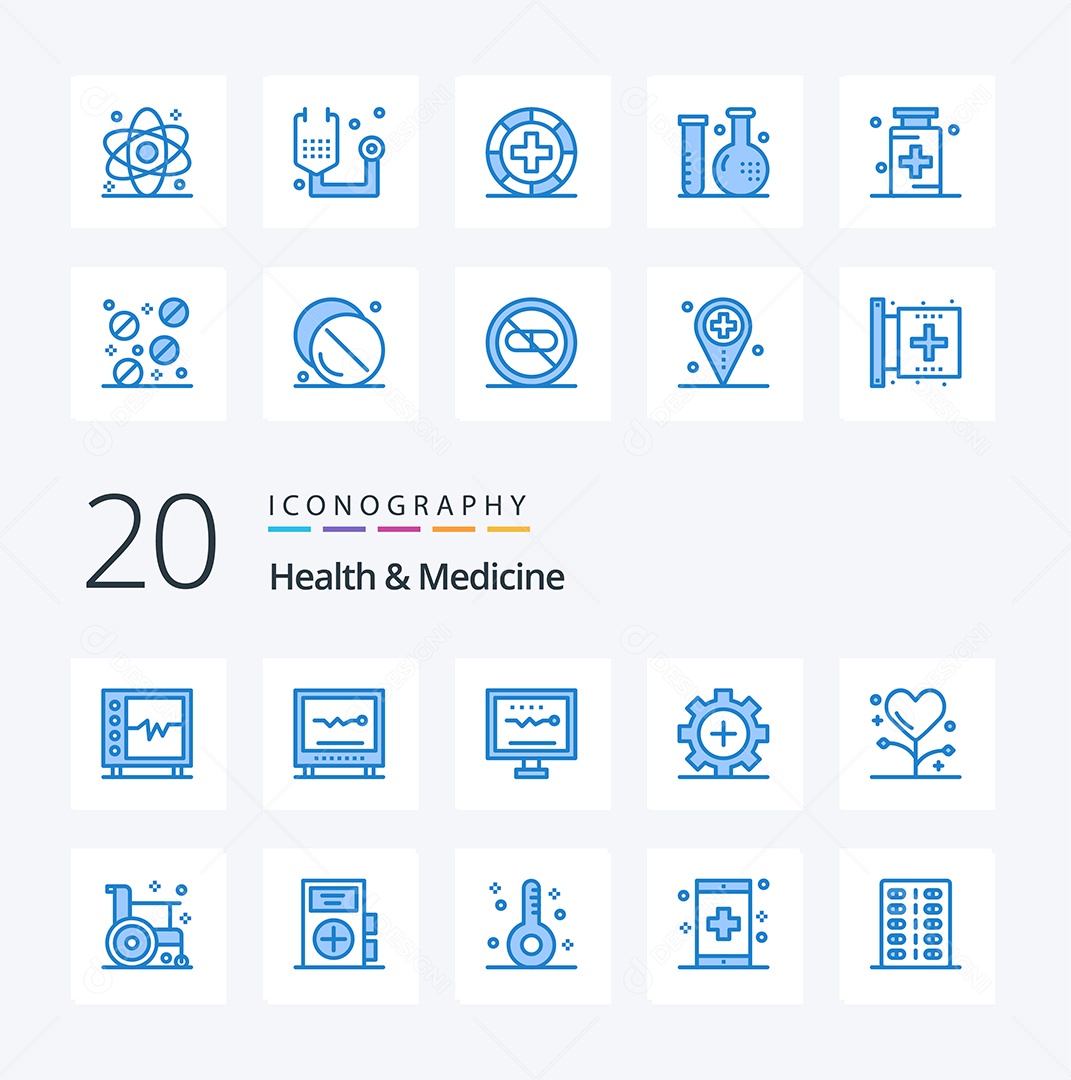 Pacote De Ícones e Elementos Azul Vetores EPS