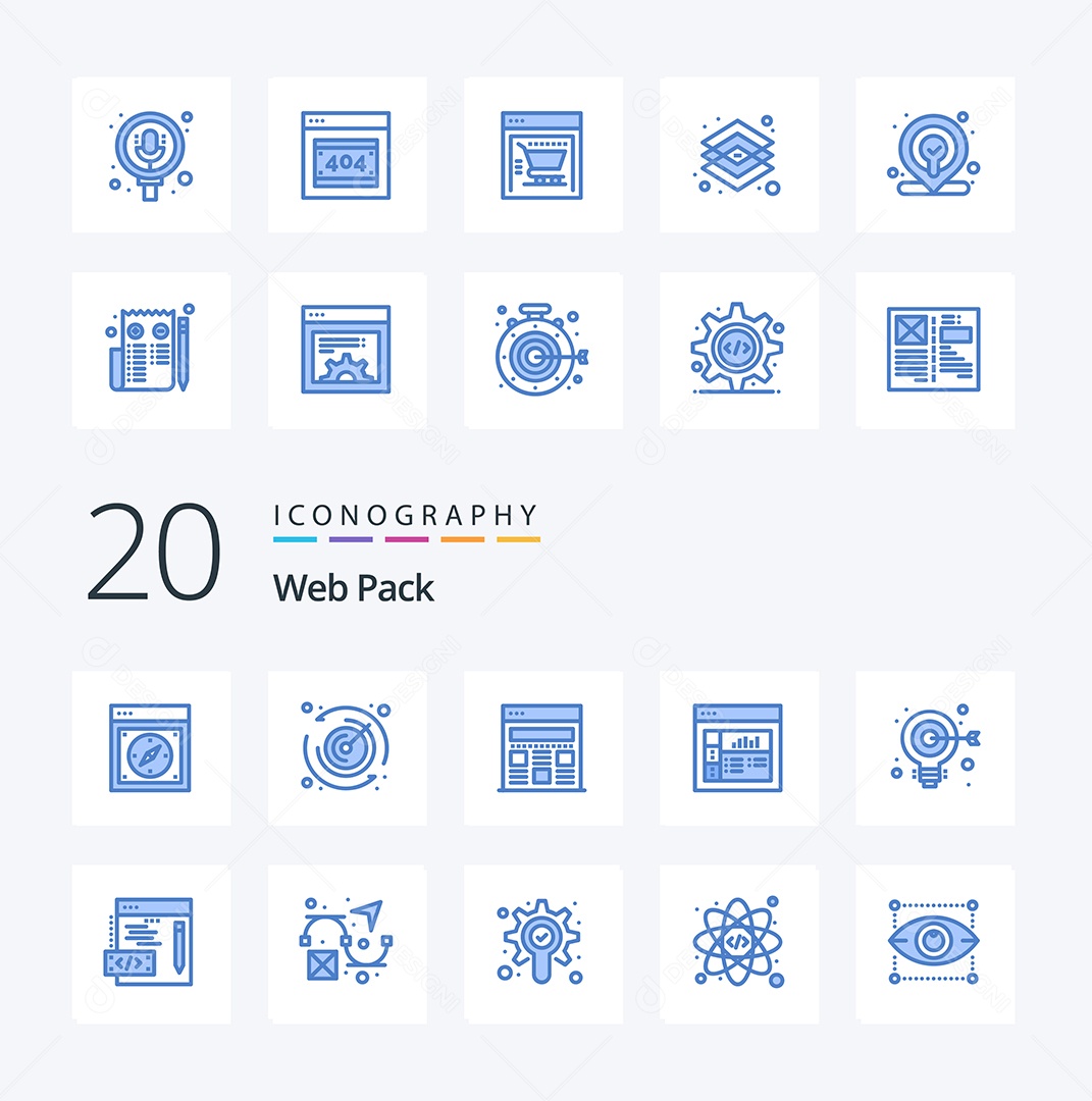 Pacote De Ícones e Elementos Azul Vetores EPS