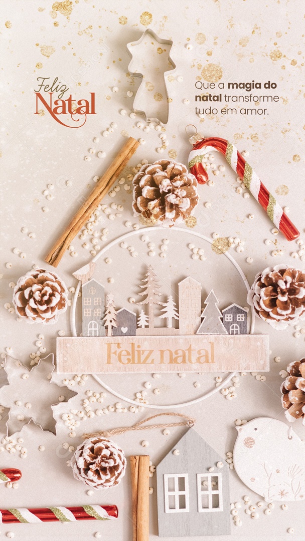 Feliz Natal Que a Magia do Natal Transforme Tudo em Amor! Story Social Media PSD Editável
