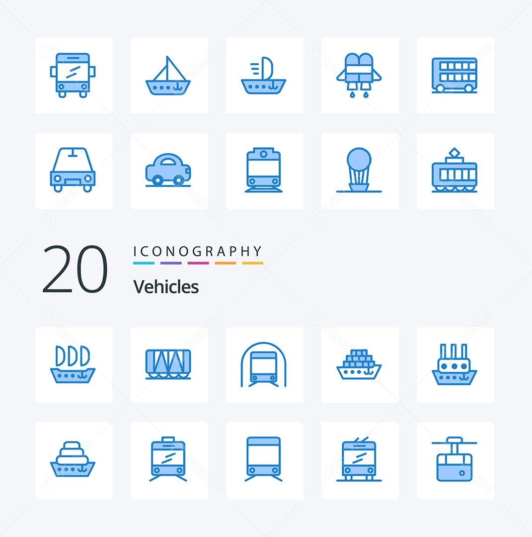 Pacote De Ícones e Elementos Azul Vetores EPS