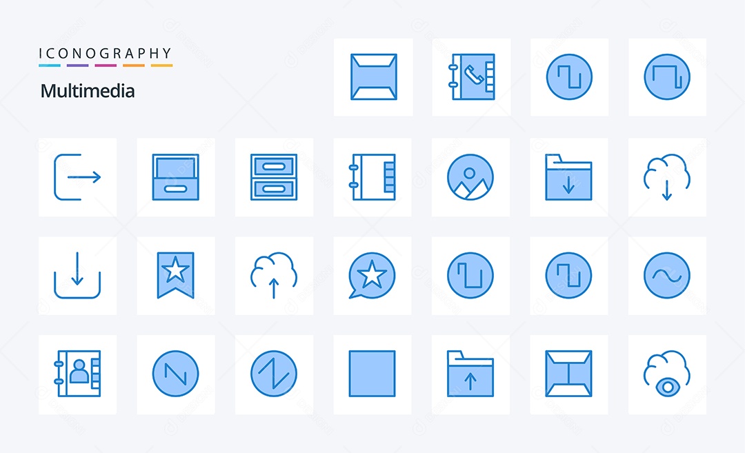 Pacote De Ícones e Elementos Azul Vetores EPS