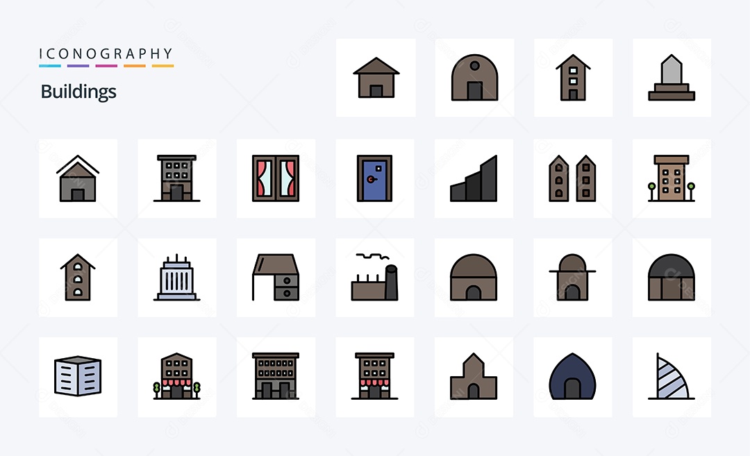 Pacote De Ícones e Elementos Azul Vetores EPS
