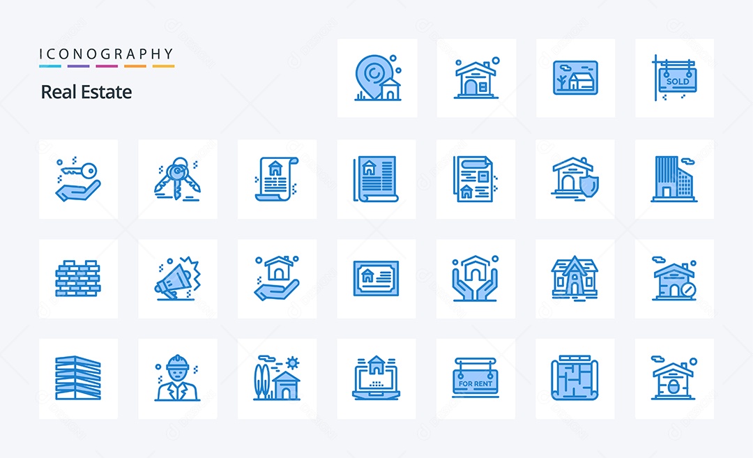 Pacote De Ícones E Elementos De Imobiliária Vetores EPS