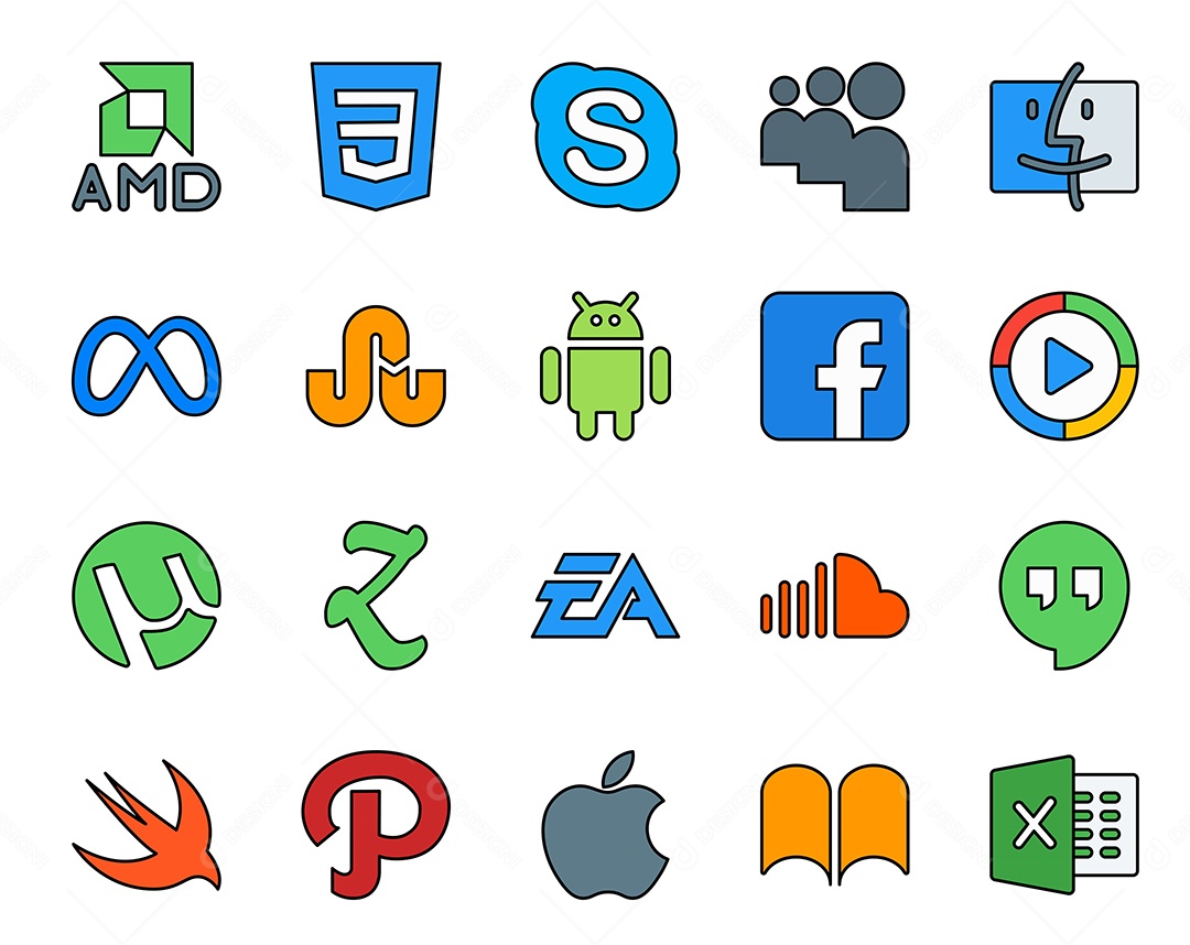 Pacote De Redes Sociais Vetor EPS