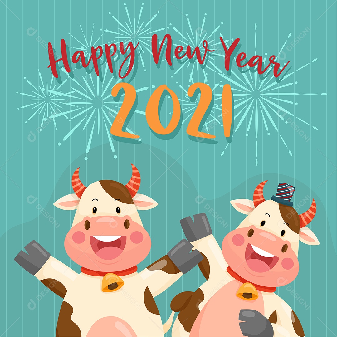 Ilustração Feliz Ano Novo 2021 Vetores EPS Editável