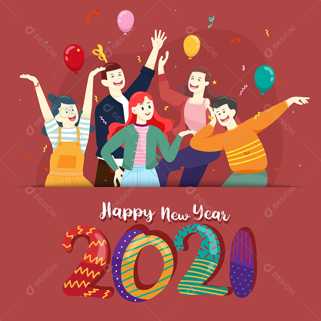 Ilustração Ano Novo 2020 Vetores EPS Editável