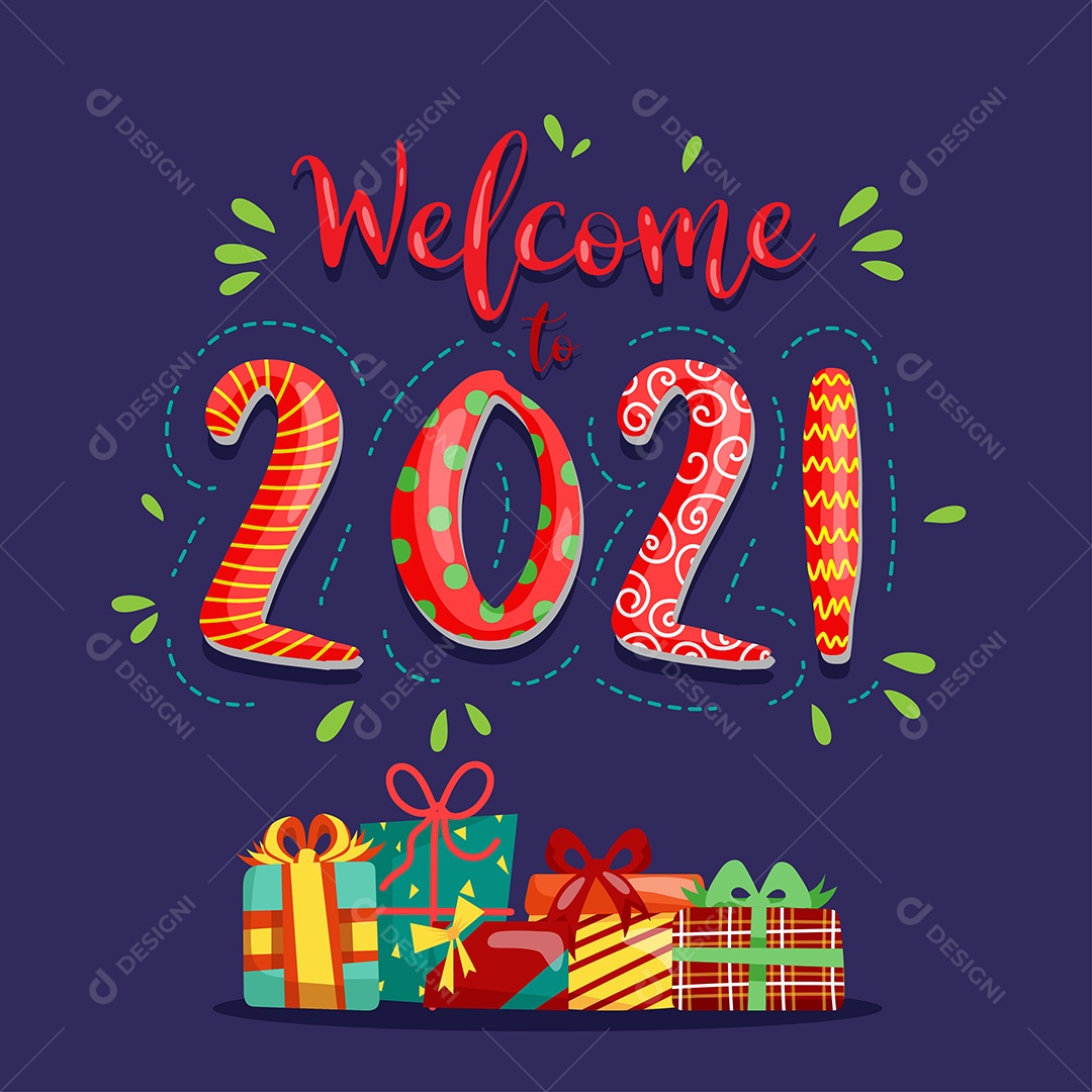 Ilustração Ano Novo 2021 Vetores EPS Editável