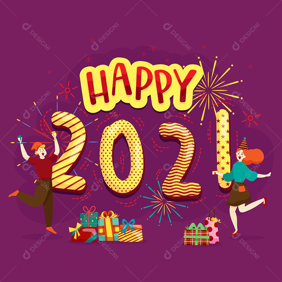Ilustração Ano Novo 2021 Vetores EPS Editável