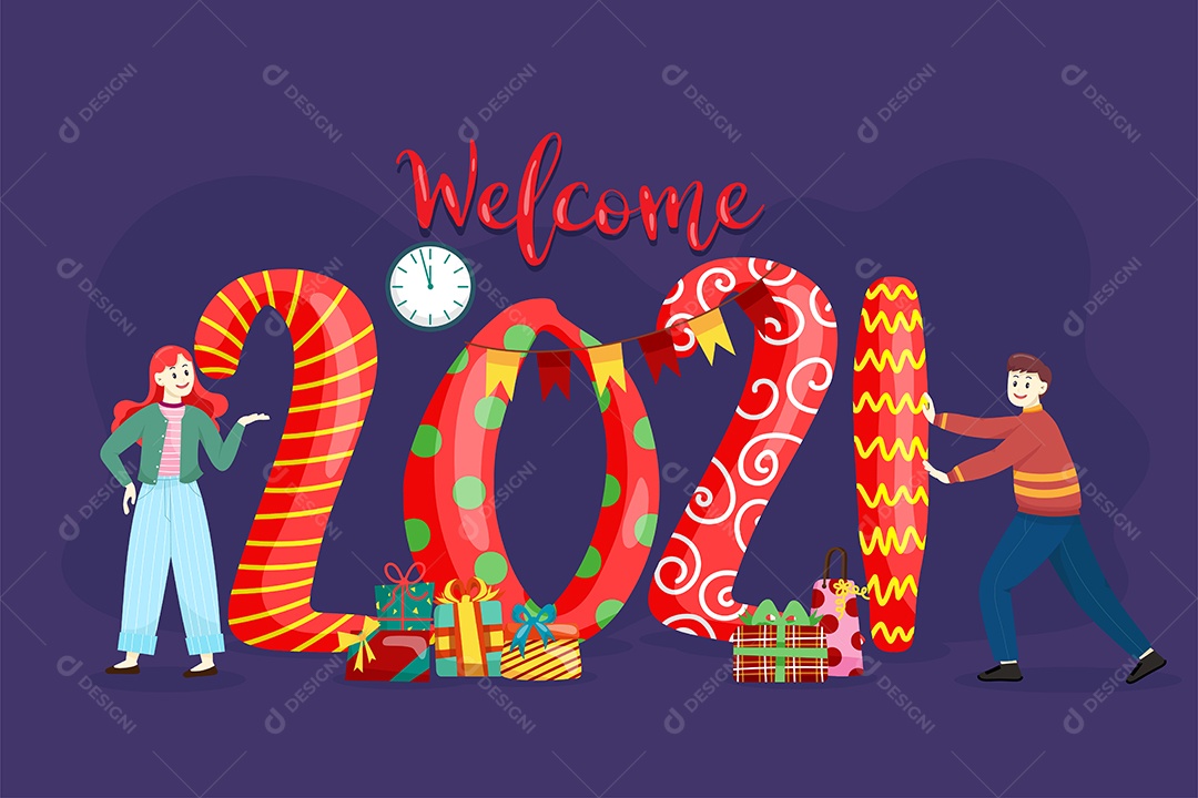 Ilustração Ano Novo 2021 Vetores EPS Editável