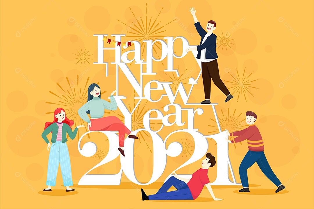 Ilustração Ano Novo 2021 Vetores EPS Editável