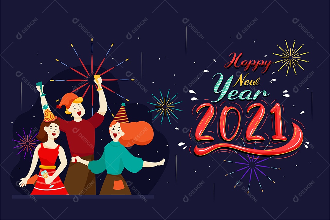 Ilustração Ano Novo 2021 Vetores EPS Editável